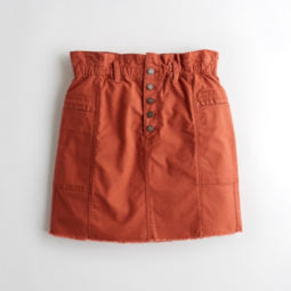 Skirt Vintage Stretch, Ultra High-Rise Utility Skirt Dark Orange XS | Hollister